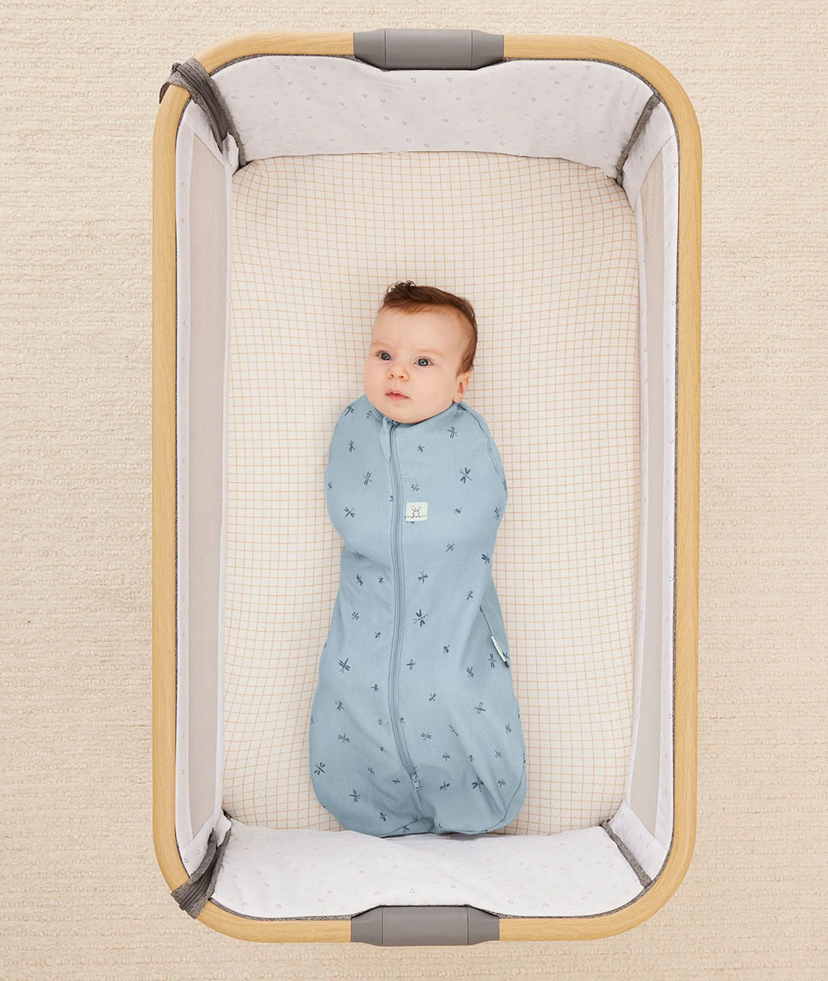 Organic Fitted Sheet Caramel Grid - Image 3