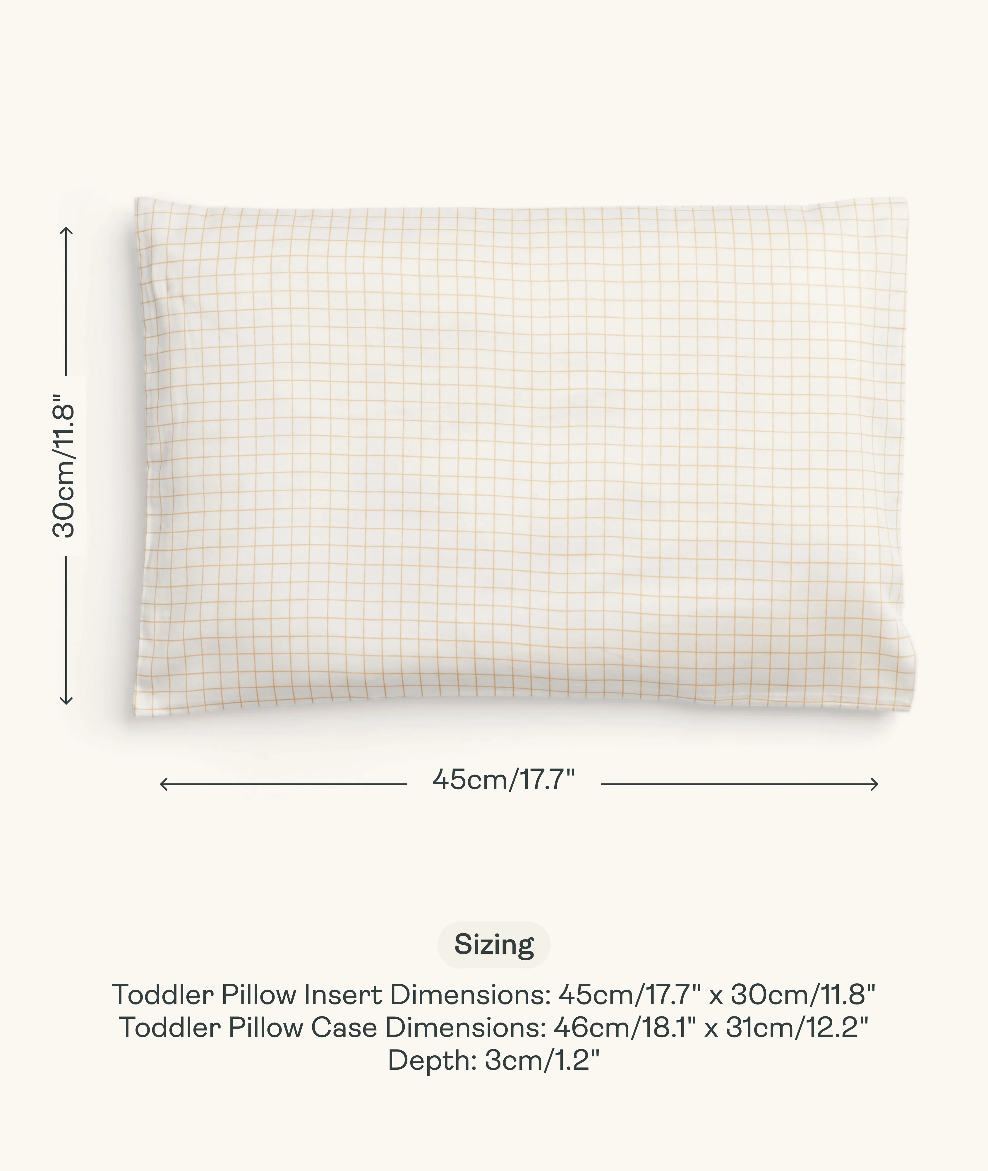 Organic Toddler Pillow and Case Caramel Grid - Image 8