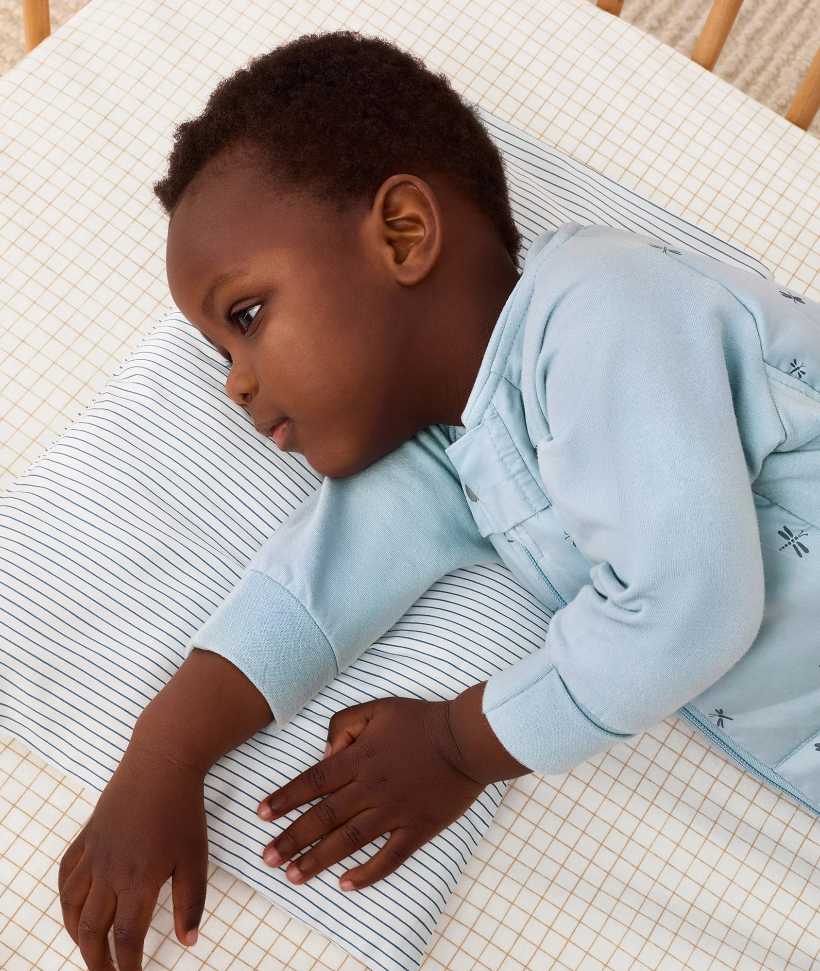 Organic Toddler Pillow and Case Midnight Stripe - Image 3